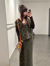 YANYAN KNITS Fall/Winter 2025: Daisy Work Jacket / V-Neck Vest / DAISY Maxi Skirt YYK-YW25-1241-LV Skirt (YYW25-2051)